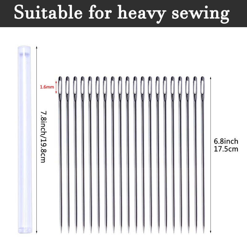 JUPEAN 20 Pack Long Sewing Needles, Long Needles for Crafts Large Eye Stitching Needles, 6.8 inch/17.5 cm Doll Needles for Quilting Darning Bead Loom Beading Doll Making Sewing Art Crafts - Image 2